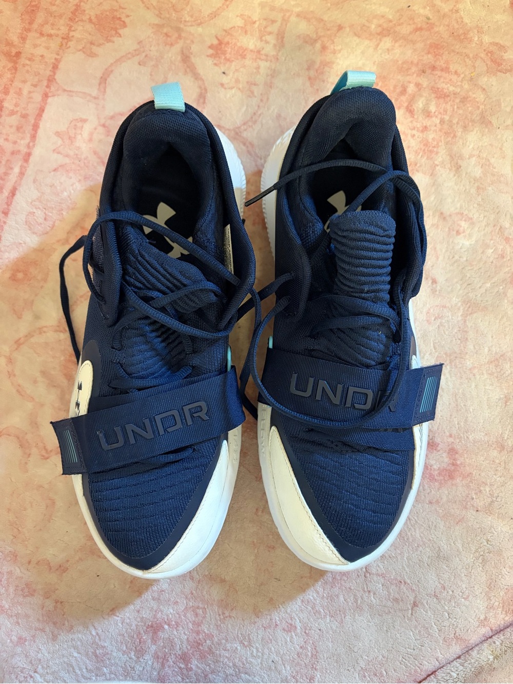 Under Armour Navy and White Men's 10 Basketball Strap Sneakers